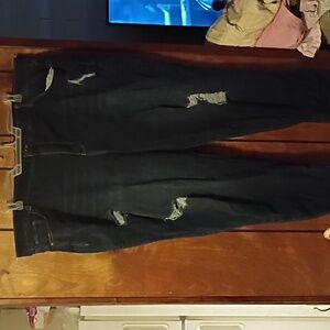 Women's Distressed Jeans - Dark Blue